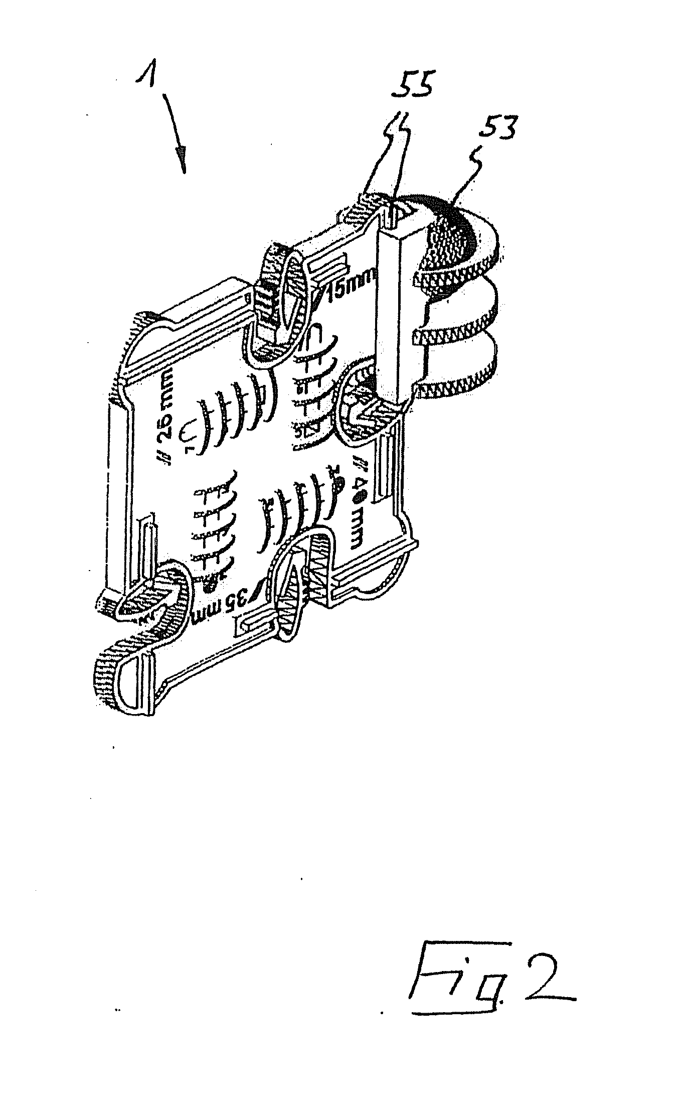 Device for determining the concrete cover of reinforcements during casting