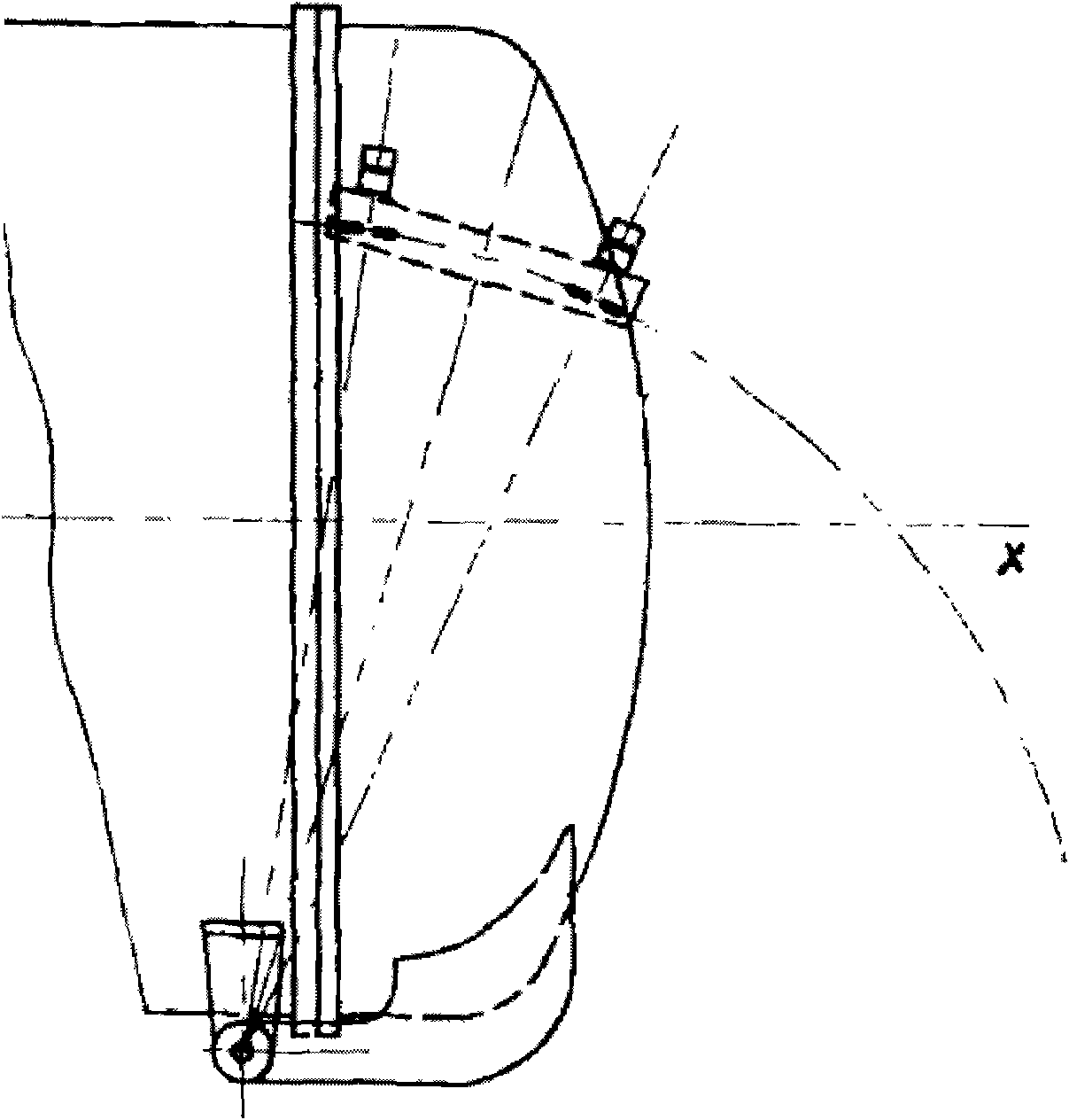 Double-cylinder articulated gate mechanism