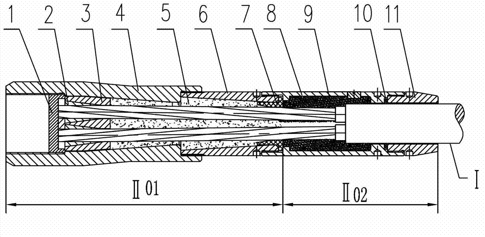 Composite strand tapered anchoring steel strand finished product cable and manufacture method thereof
