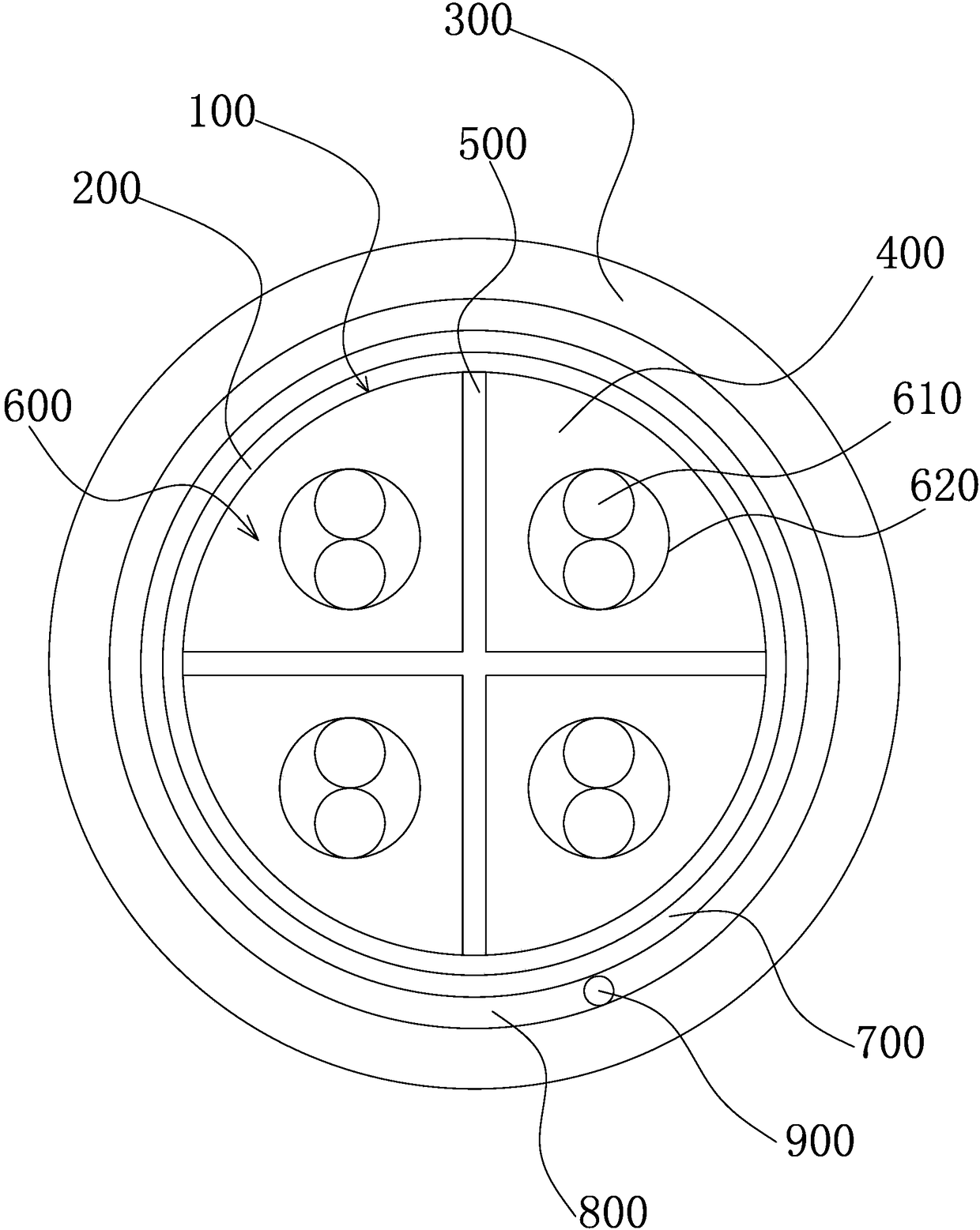 A shielded Cat6e cable with water-blocking and tensile-resistant functions