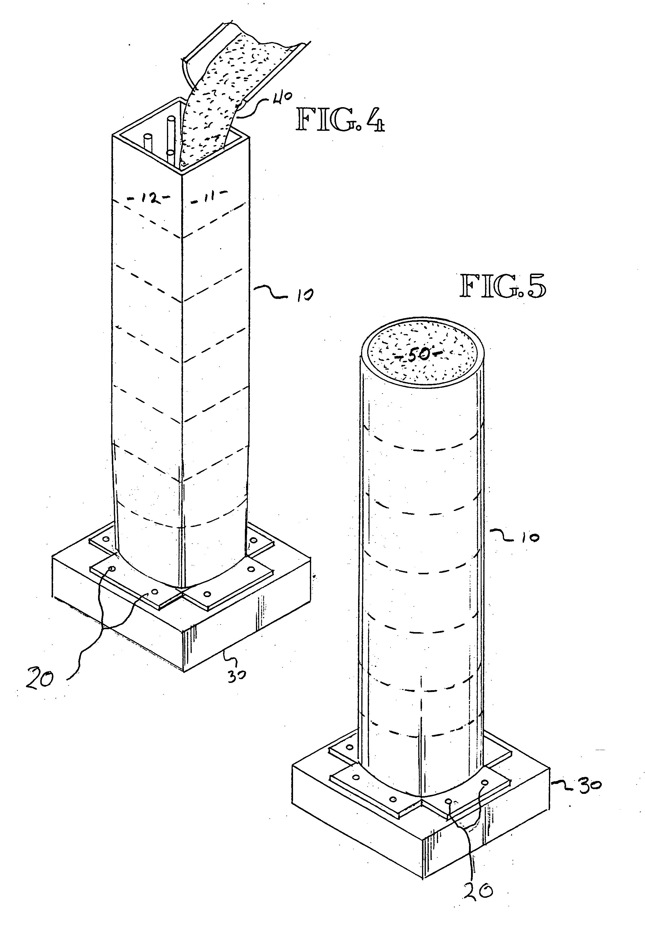 Forming apparatus and method for constructing concrete columns
