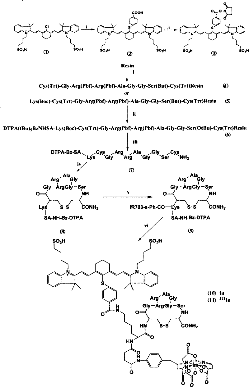 Preparation method and application of a fluorescent and radionuclide double-labeled targeting imaging agent