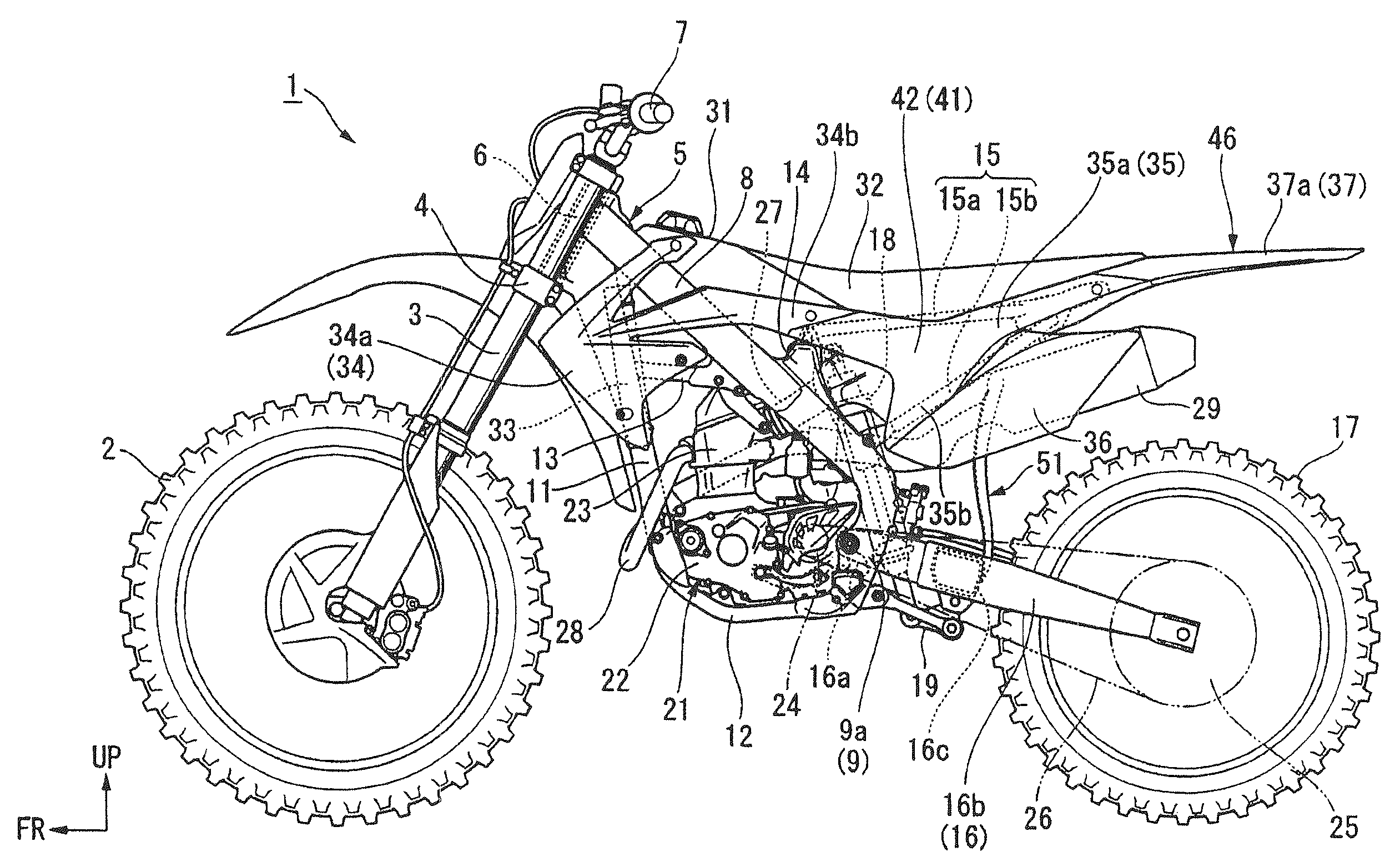 Mudguard structure for straddle-ride type vehicle