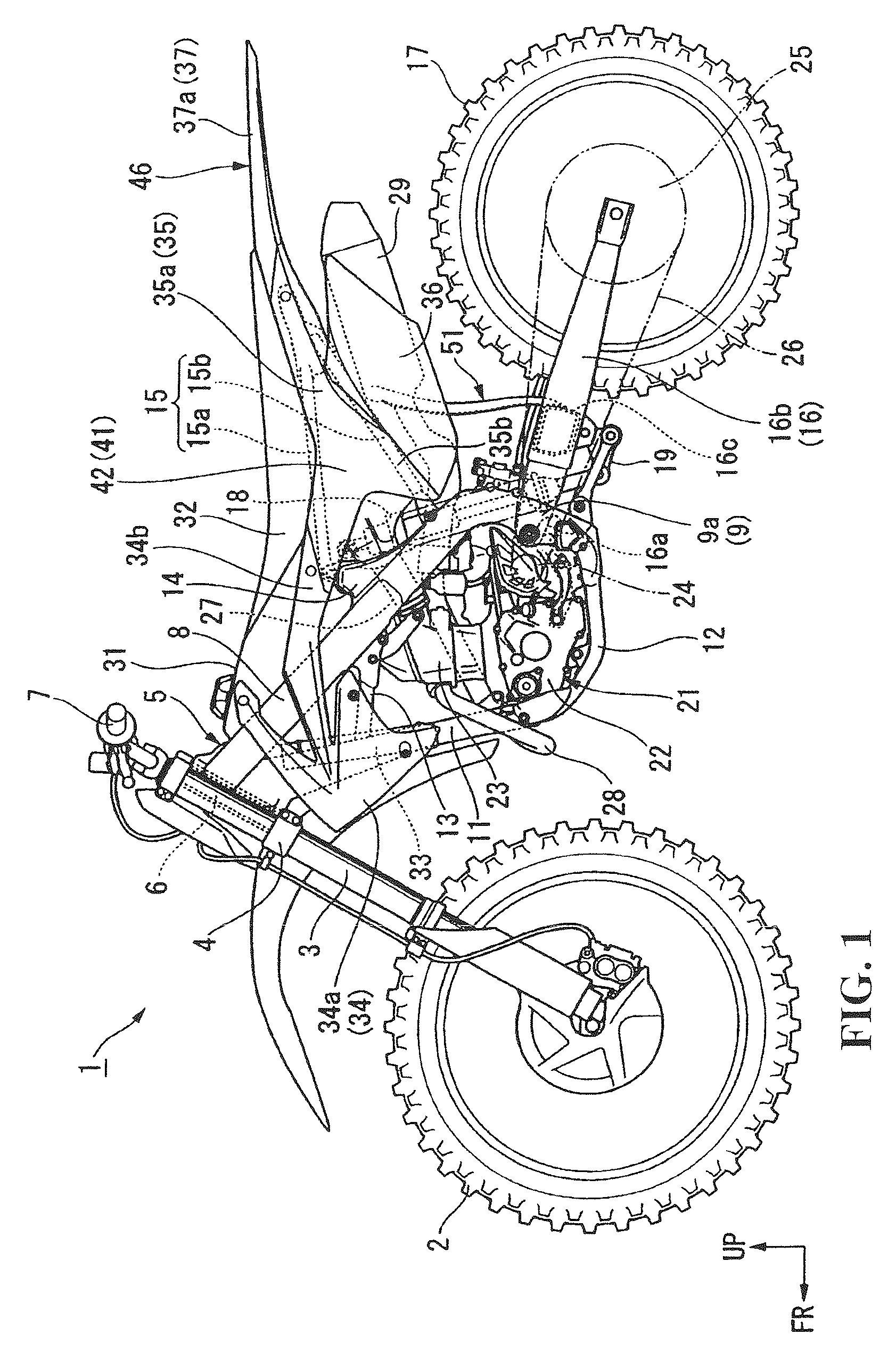 Mudguard structure for straddle-ride type vehicle