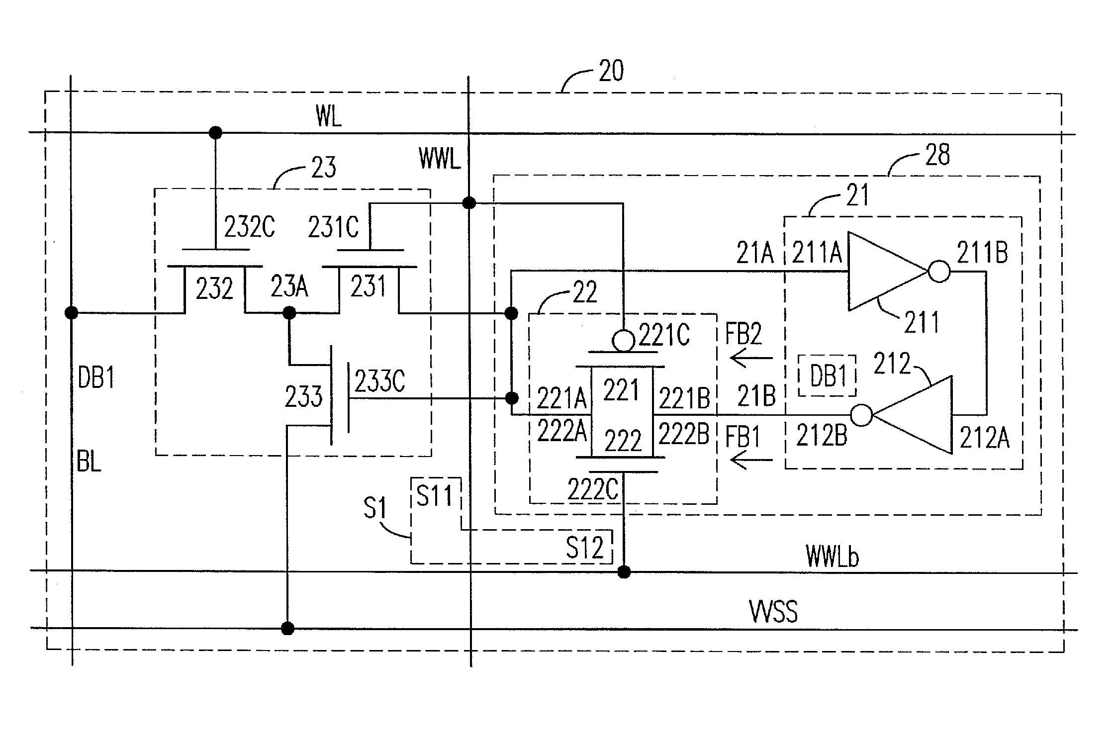 Static random access memory cell and method of operating the same