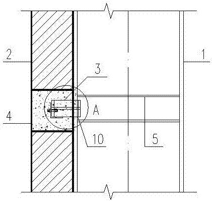 Flexible connected joint structure of externally-bonded masonry wall and steel column