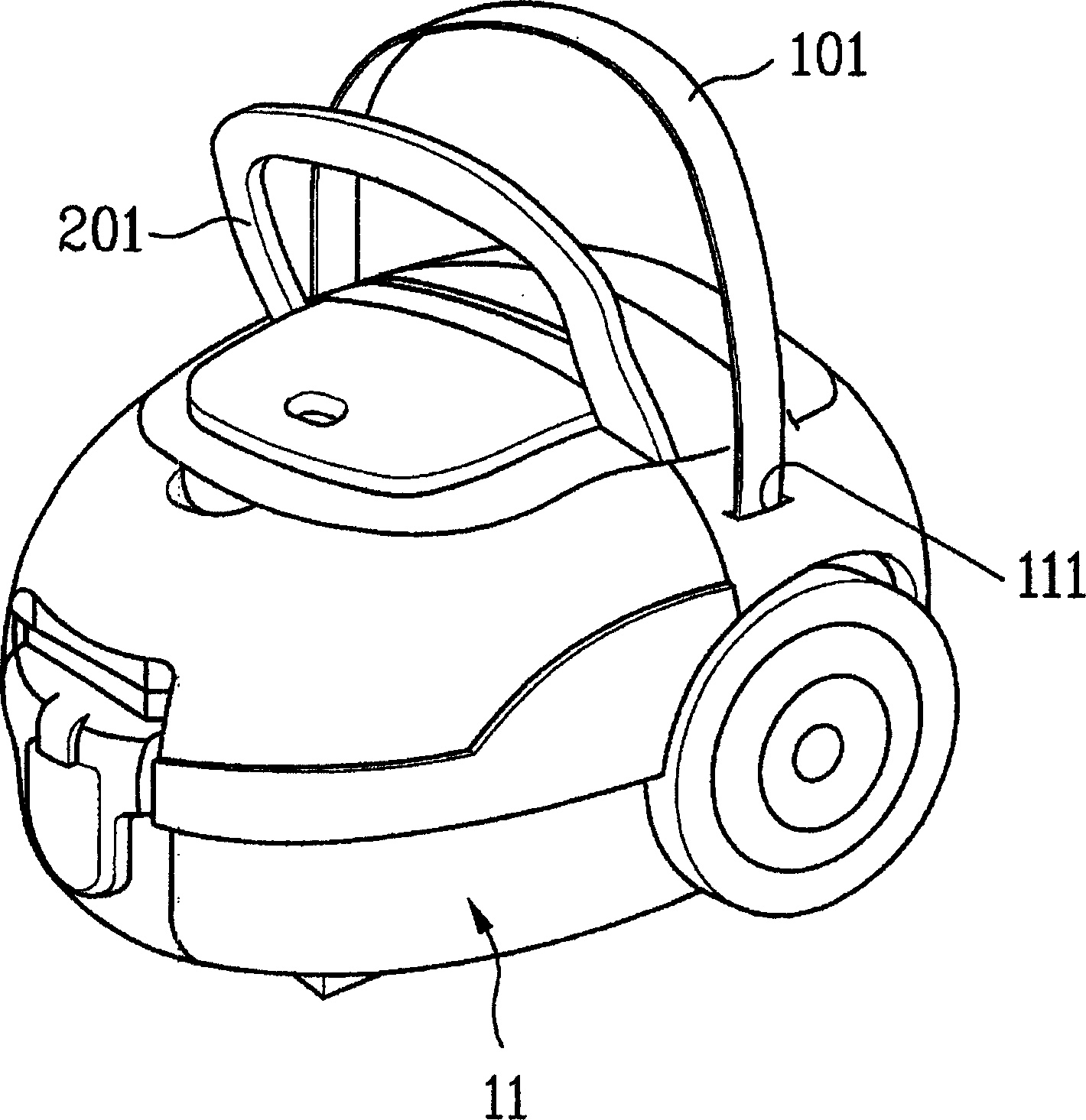 Automatic twisting arrangement for suspension strap at shoulder of vacuum cleaner