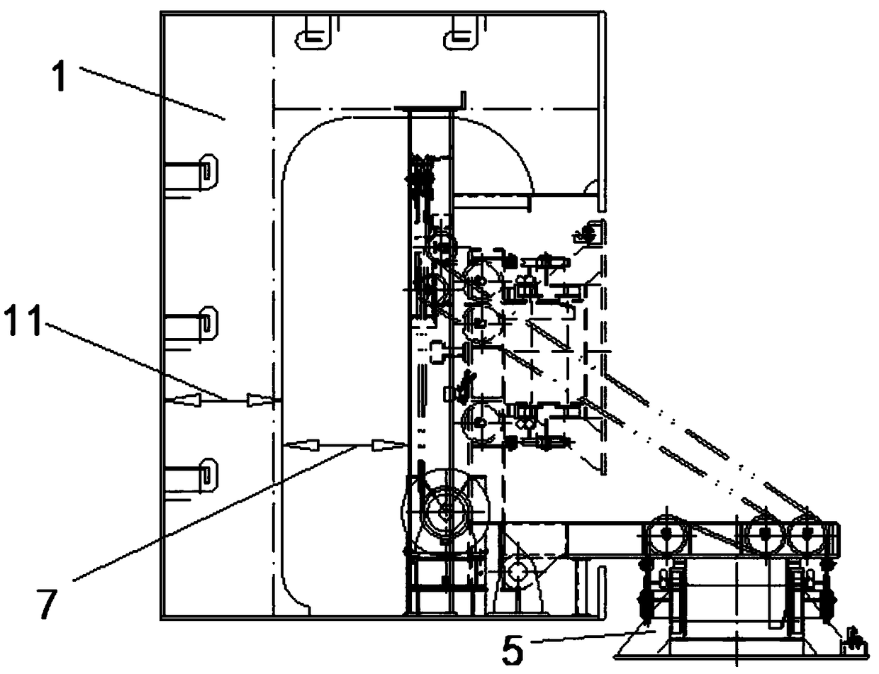 A reinforced structure form of built-in gangway for ultra-large container ship