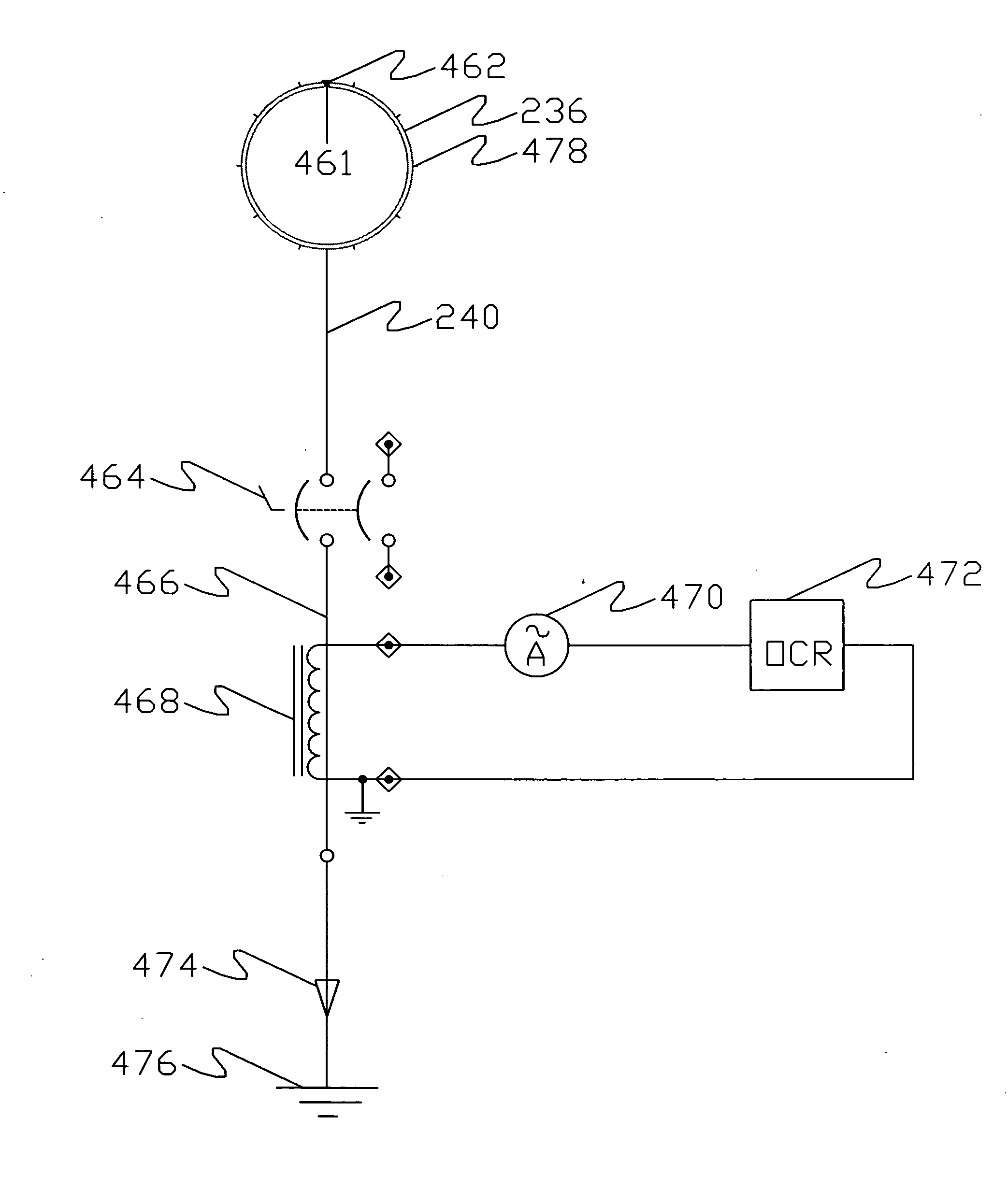 AC melt to bushing current detector