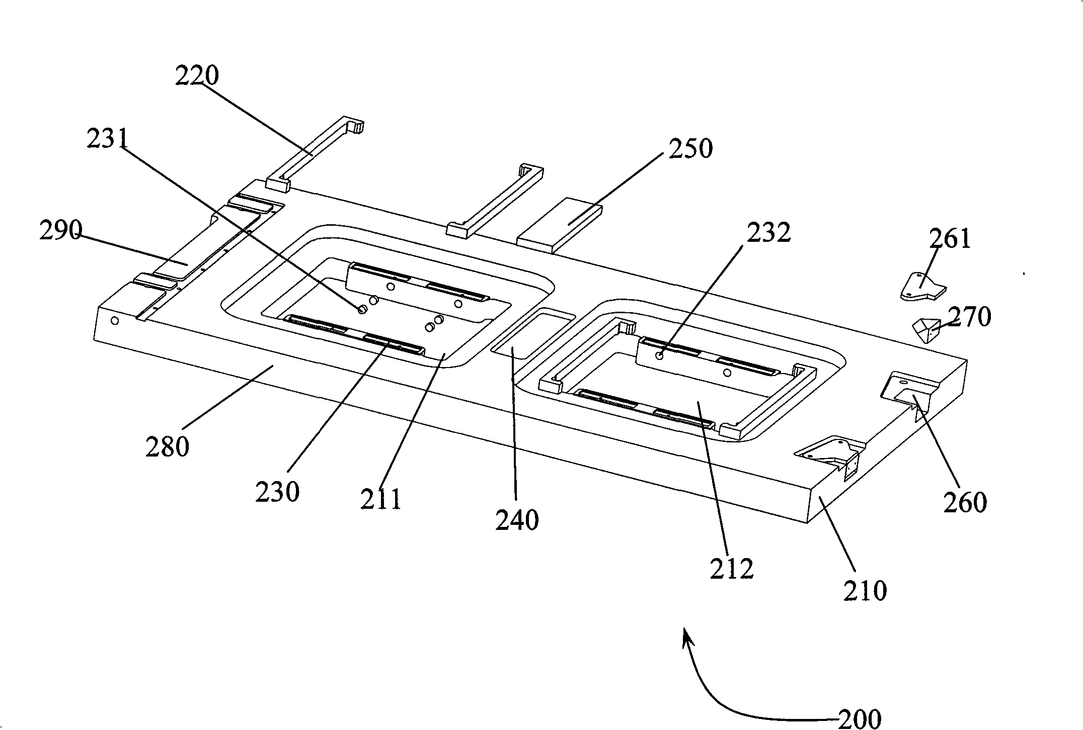 Mask-plate bearing bed and photo-etching device and double-exposure method thereof