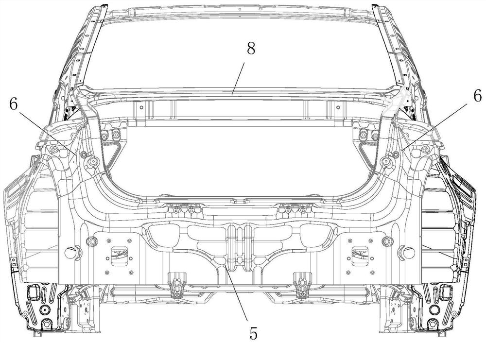Vehicle body rear part force transmission structure