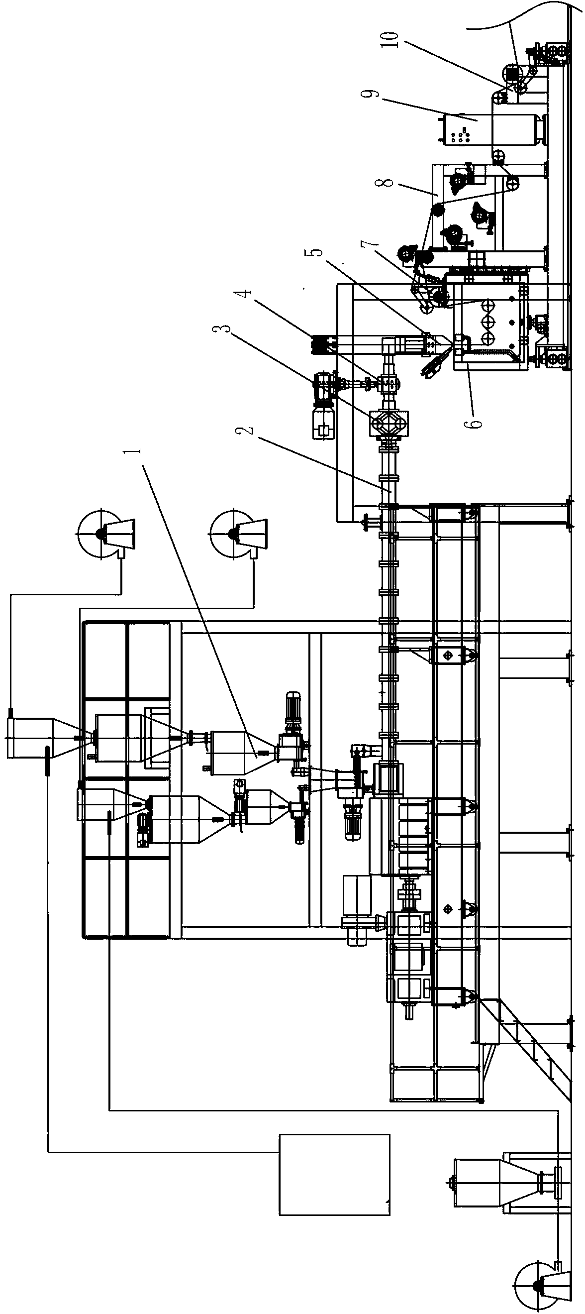 PVB (polyvinyl butyral) glass sandwich layer membrane sheet production line and operating method thereof