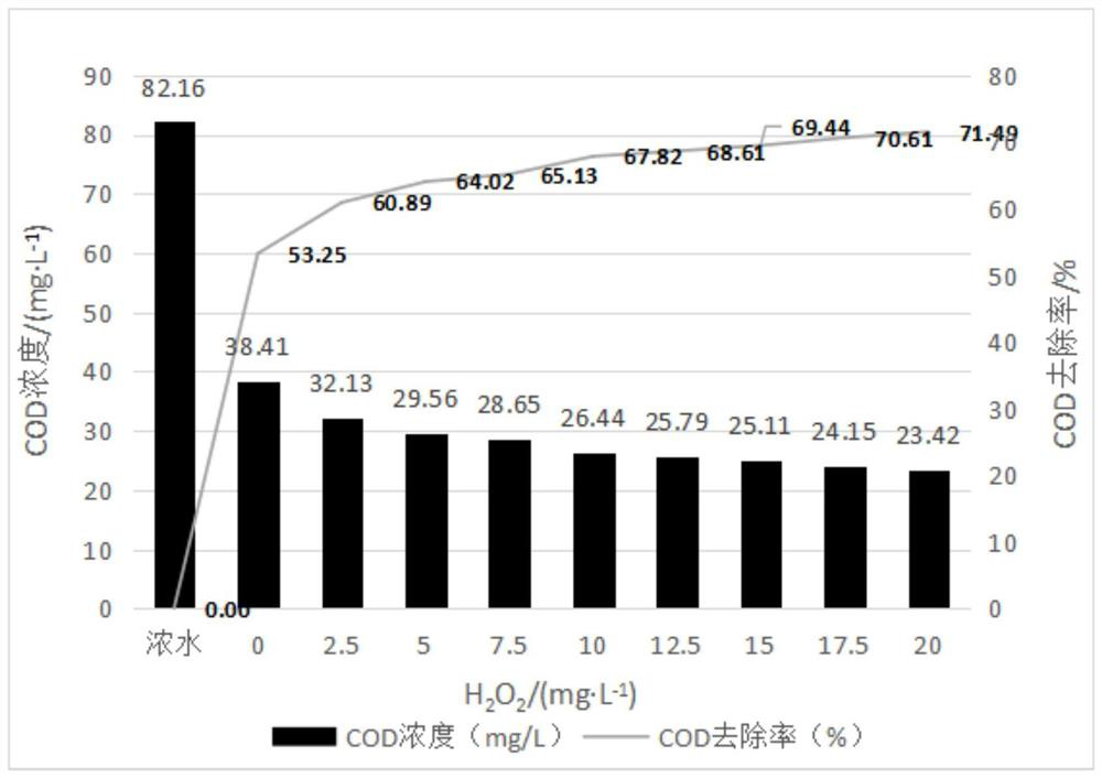 Reverse osmosis concentrated water treatment process for enhancing activated carbon adsorption through catalytic ozonation