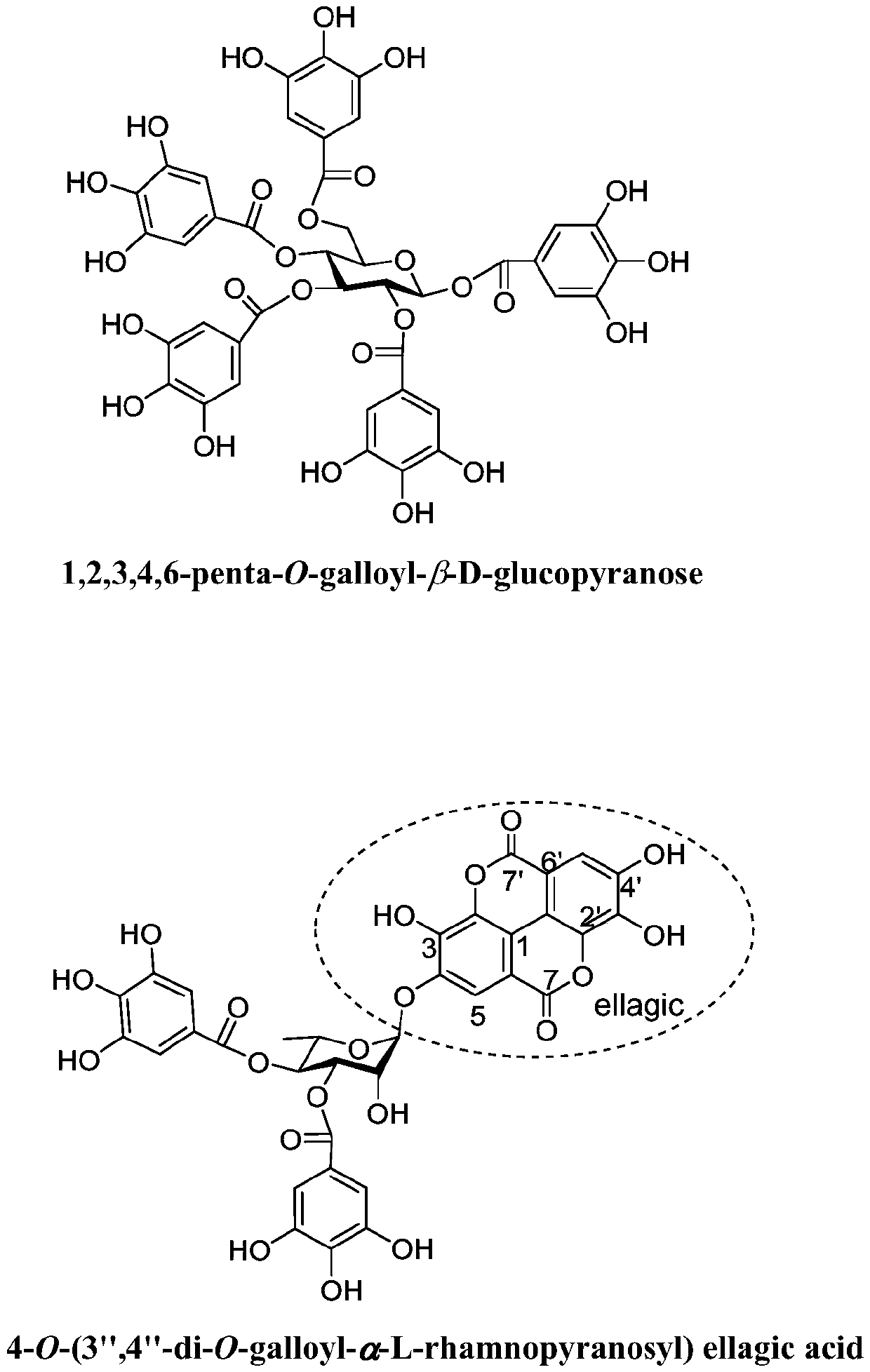 Application of three compounds in terminalia in preparation of anti-inflammatory drug and preparation method of compounds