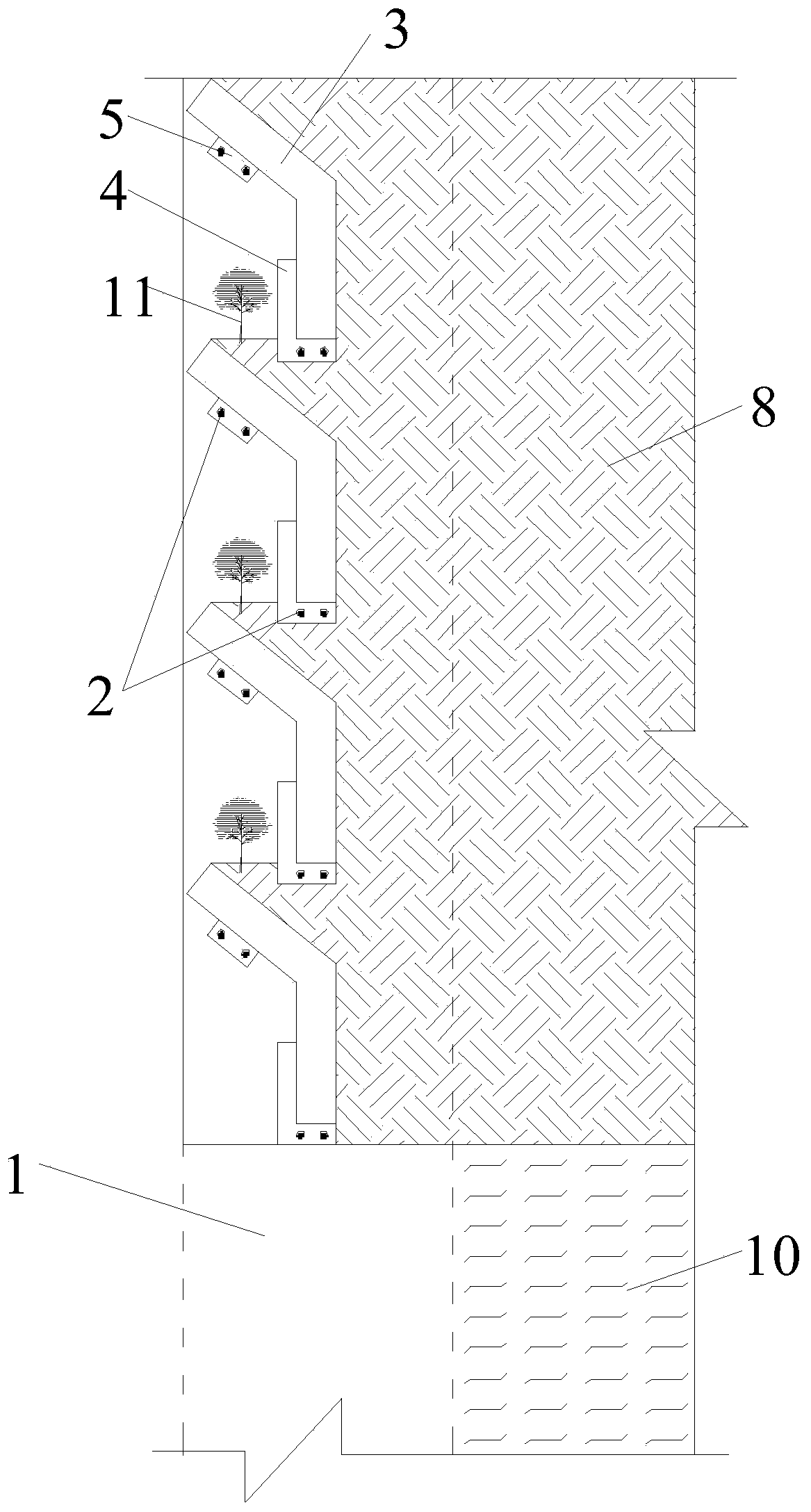 Novel pile-plate type ecological retaining wall construction method