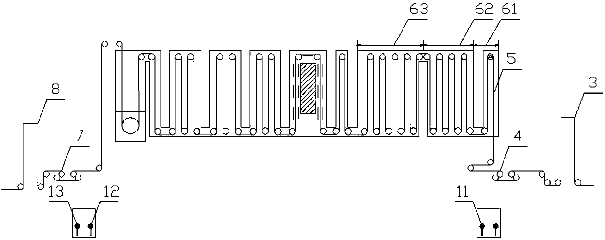 Vertical continuous annealing furnace interior reverse belt penetrating control method