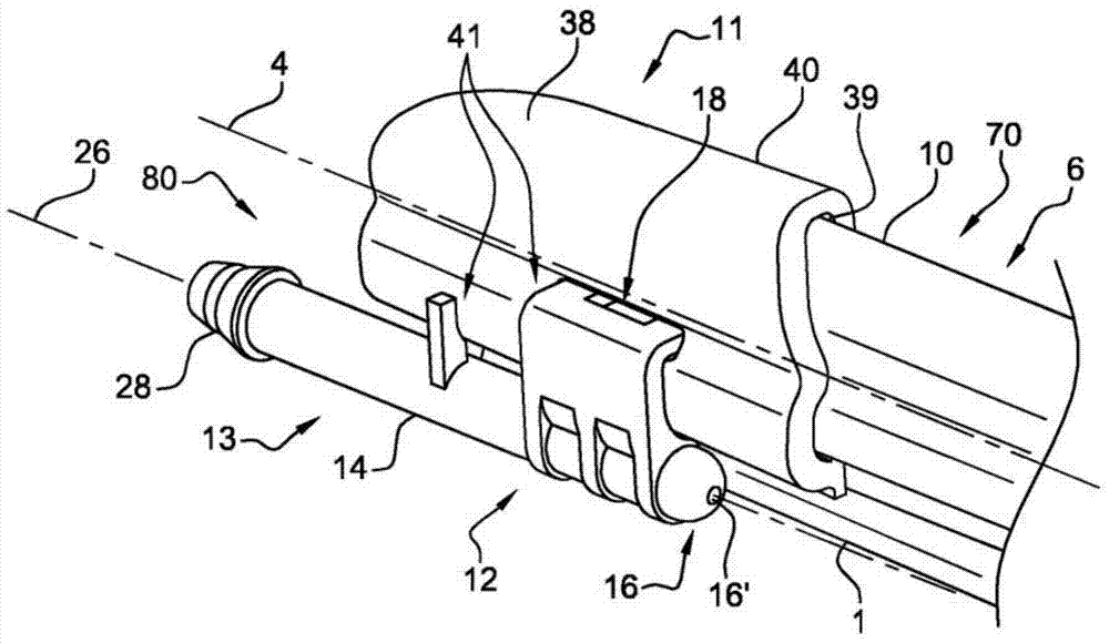 Assembly comprising a ferrule and a device for spraying a liquid, wiper blade comprising such an assembly, method for fitting a device for spraying a liquid to a ferrule