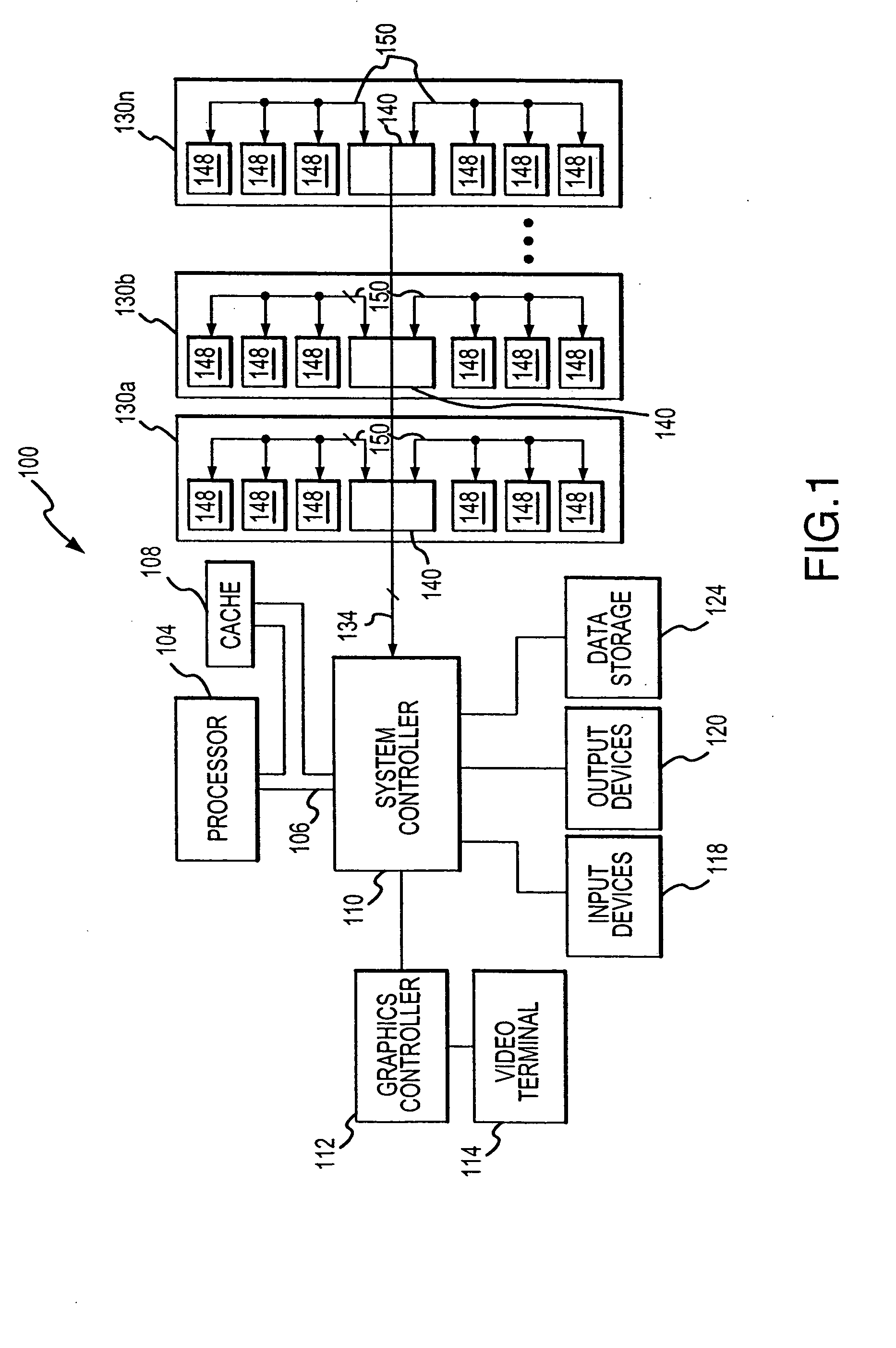 Method and system for controlling memory accesses to memory modules having a memory hub architecture