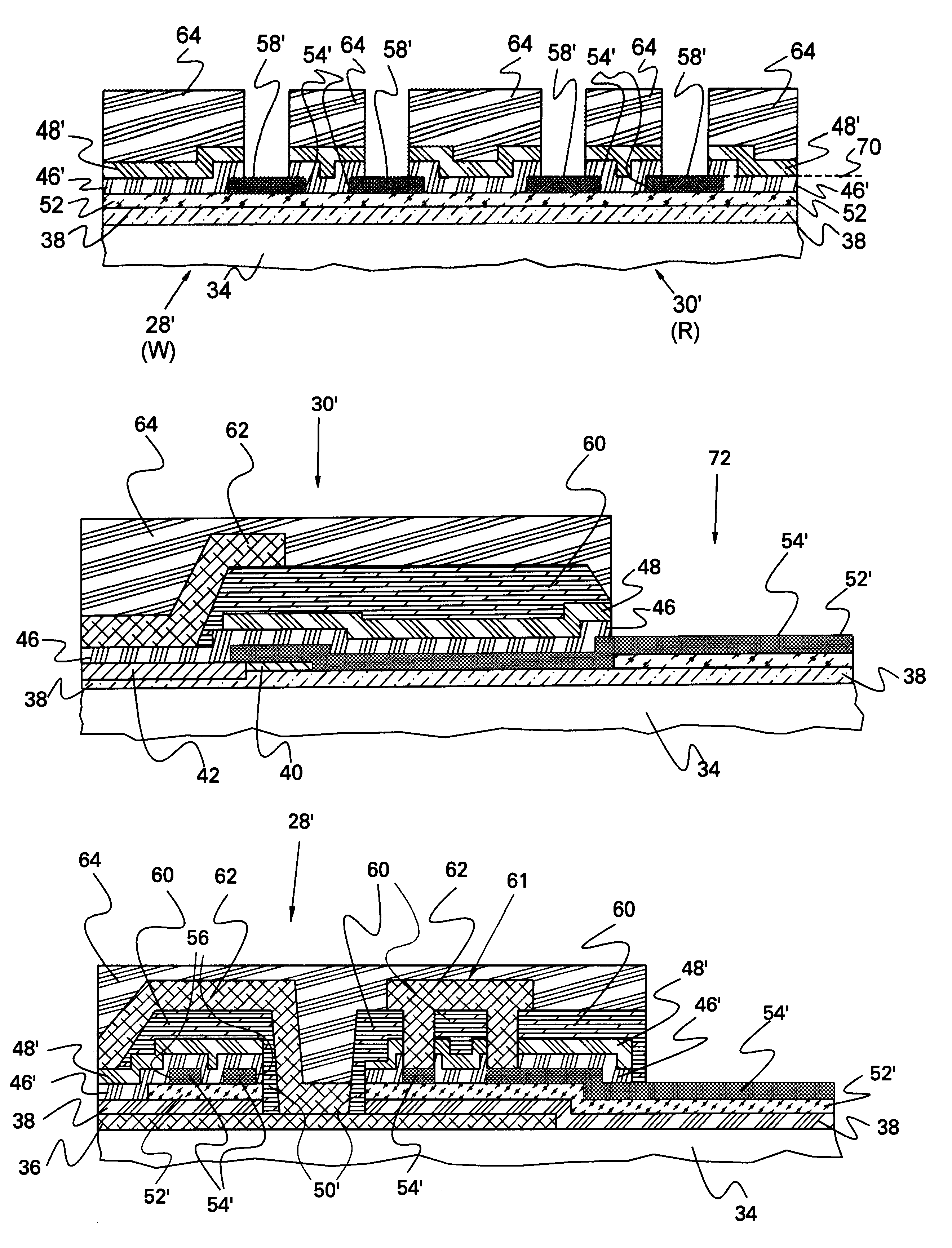 Planarized side by side design of an inductive writer and single metallic magnetoresistive reader