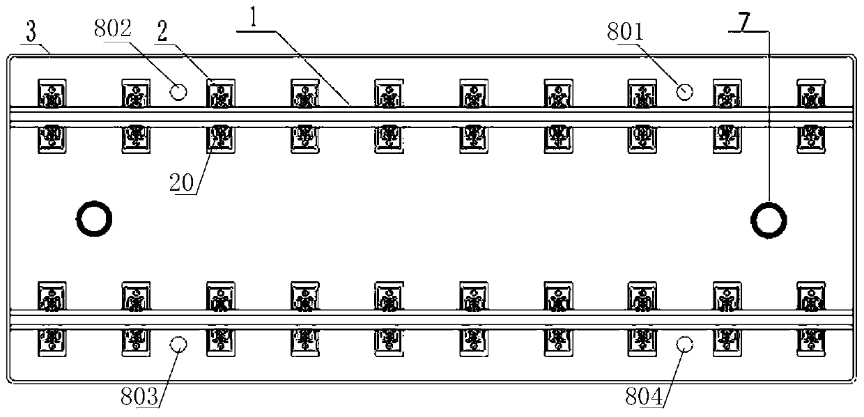 Assembled digitalized prefabricated ballast bed module, production method thereof and rail