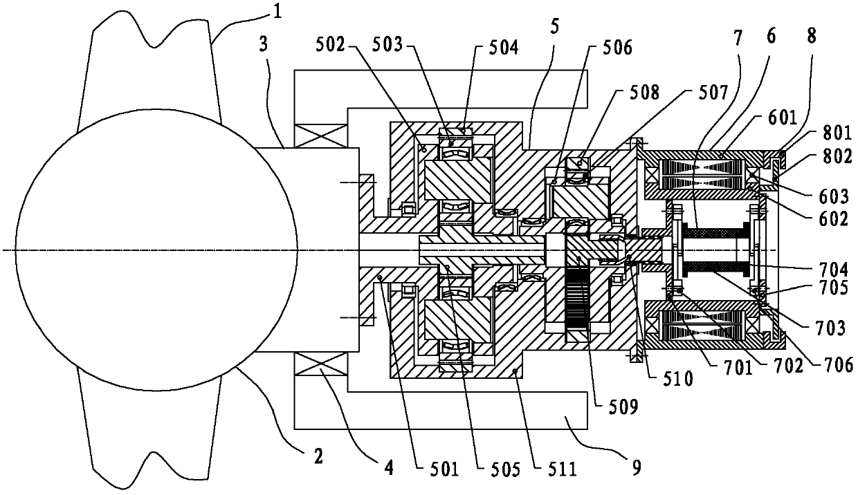 Transmission chain of wind generating set and wind generating set