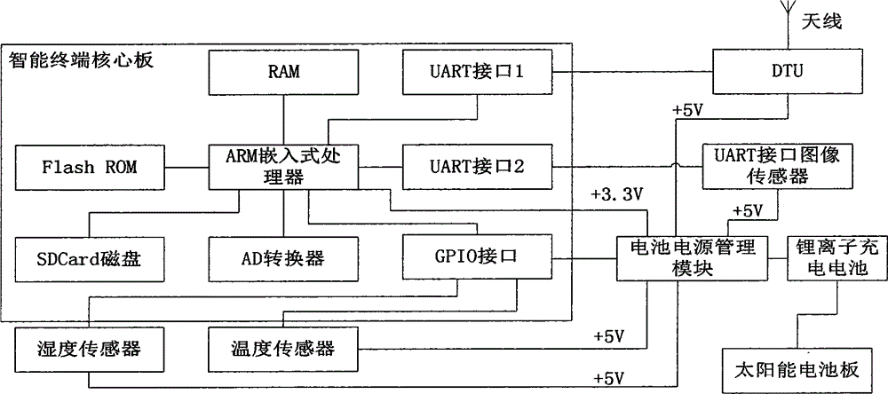 Self-powered agricultural disease and insect pest image sensing terminal