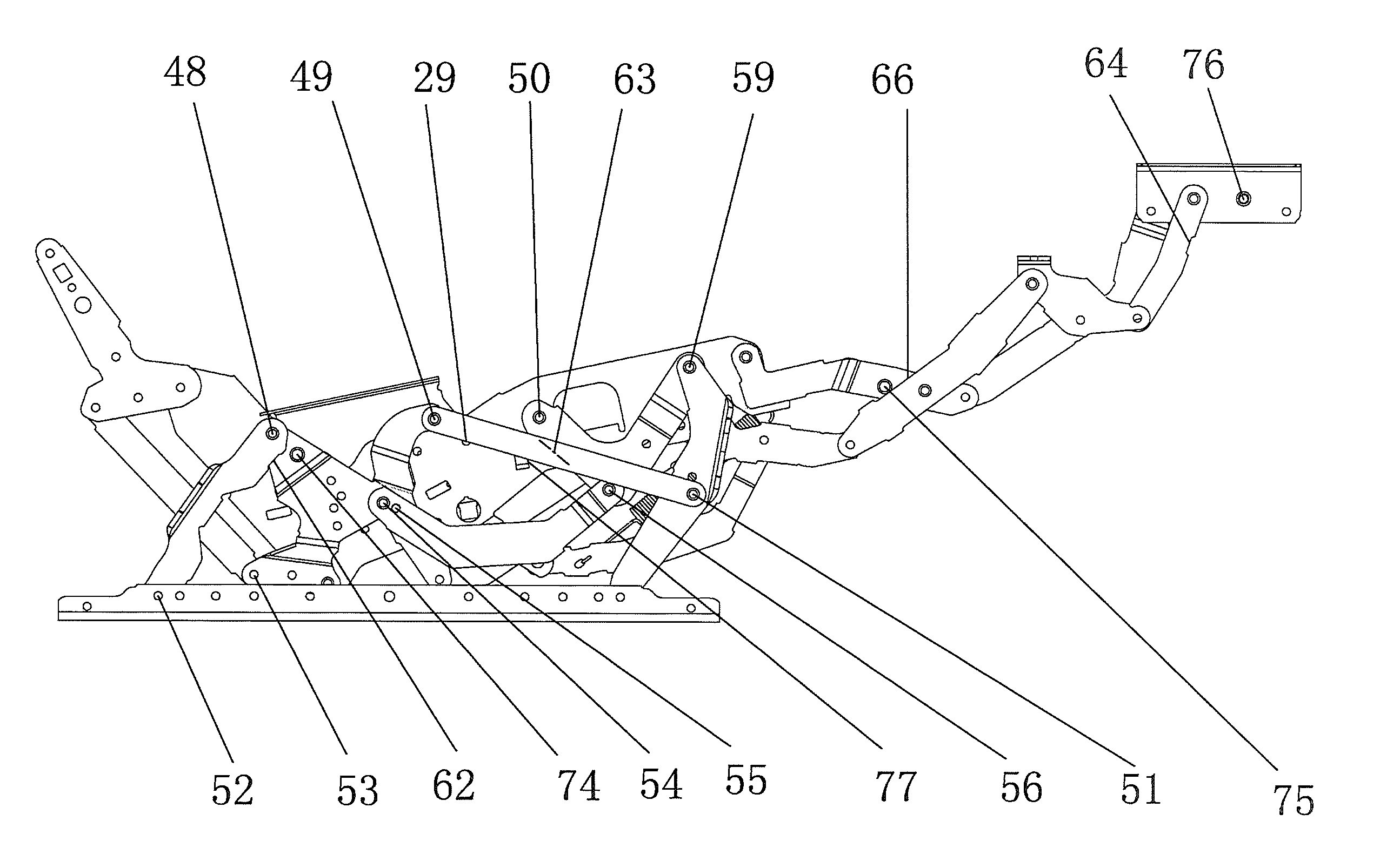 Mechanical stretching device of convertible sofa