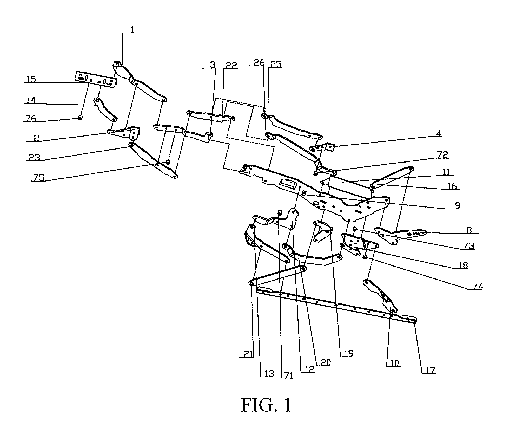 Mechanical stretching device of convertible sofa