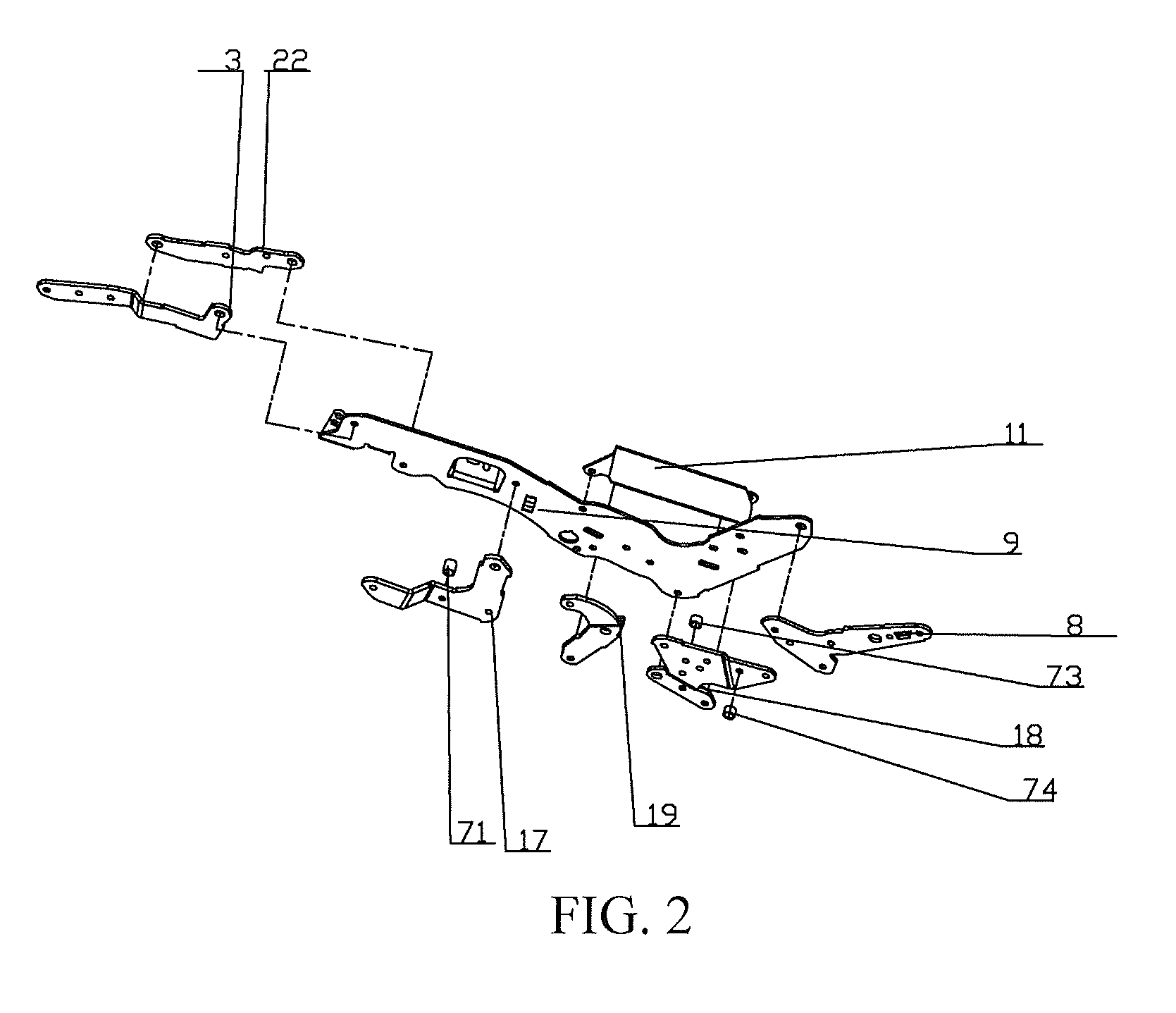 Mechanical stretching device of convertible sofa