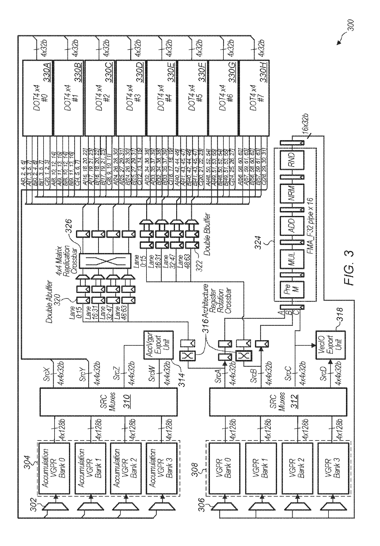 Stream processor with low power parallel matrix multiply pipeline