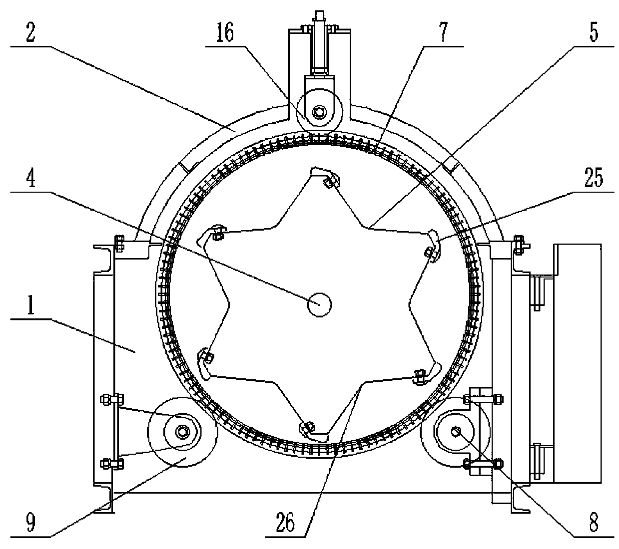 Rotary threshing device with inner roller and outer roller for coarse cereal crops