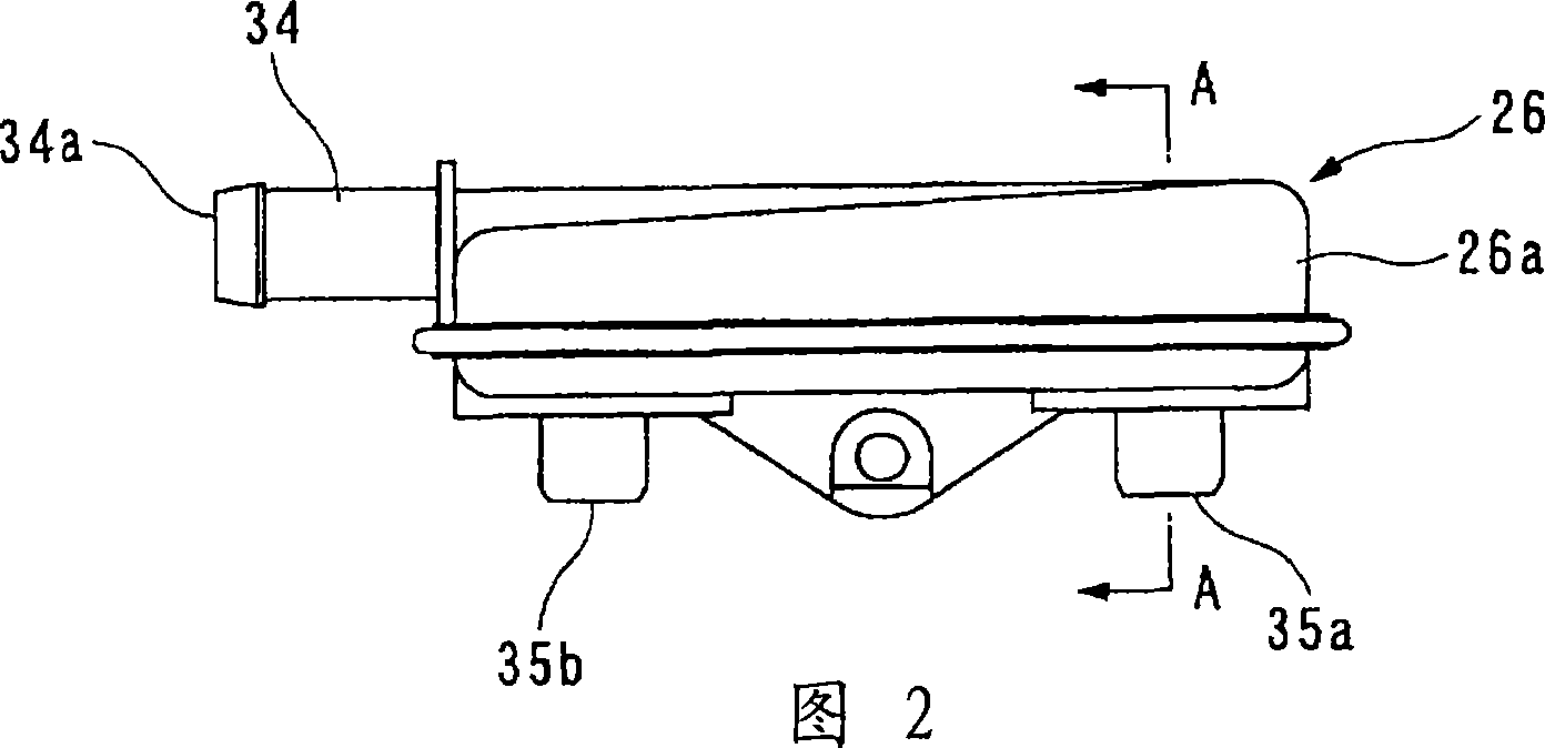Storage device for vehicle brake and auxiliary tank