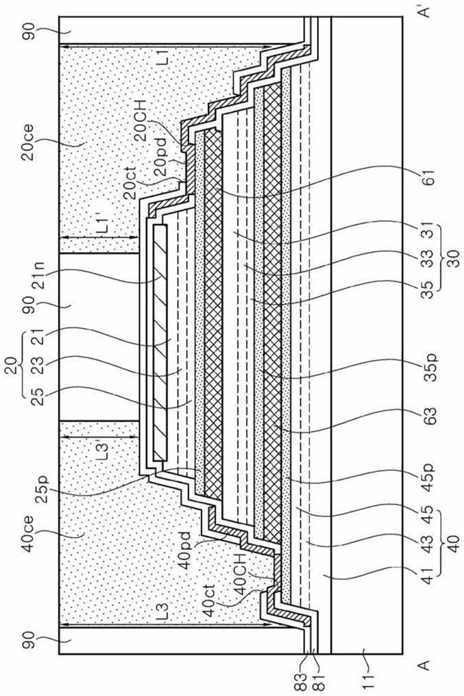 Light-emitting element for display and LED display device having same