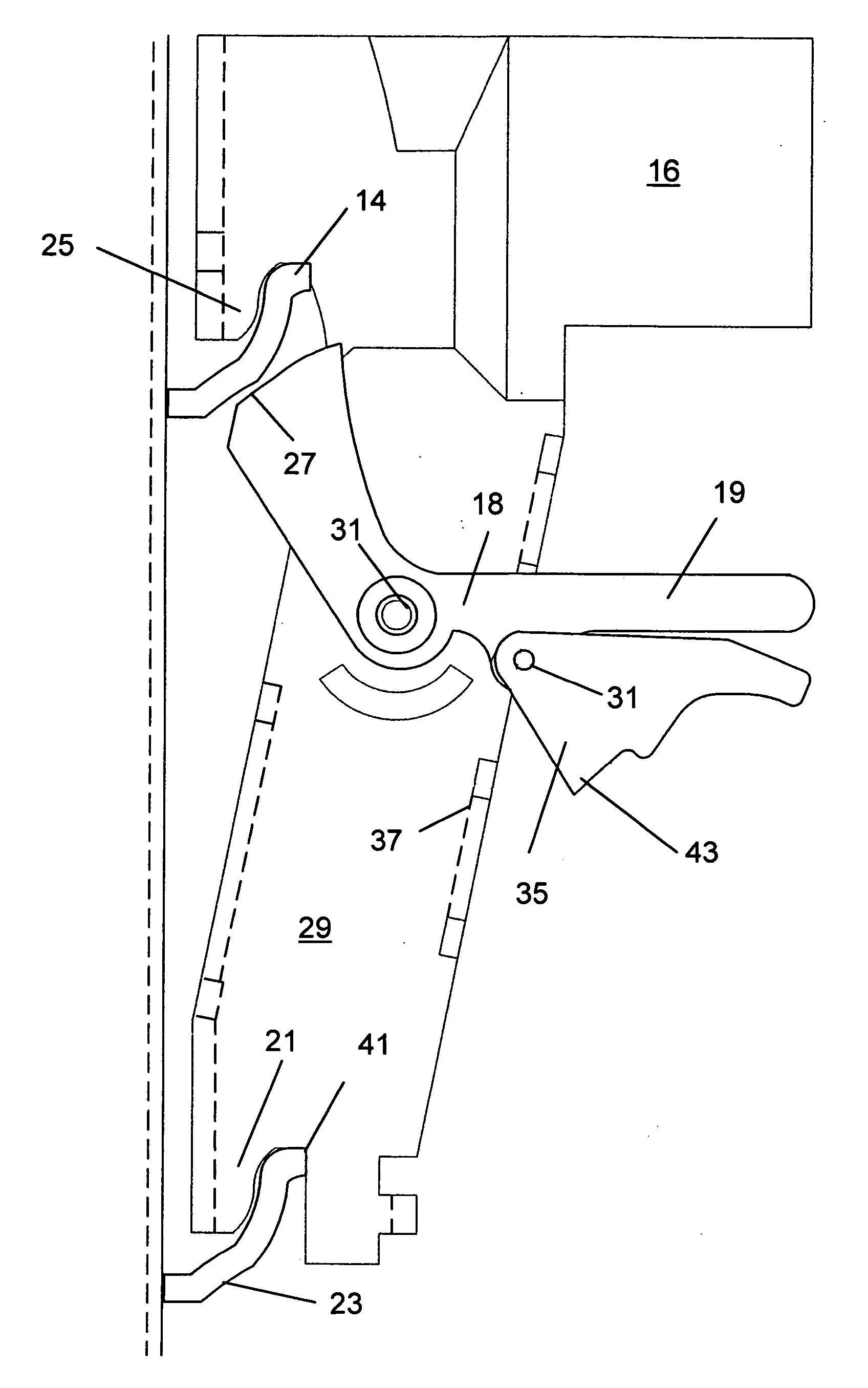 Scaffold connection with concave engagement and gravity lock