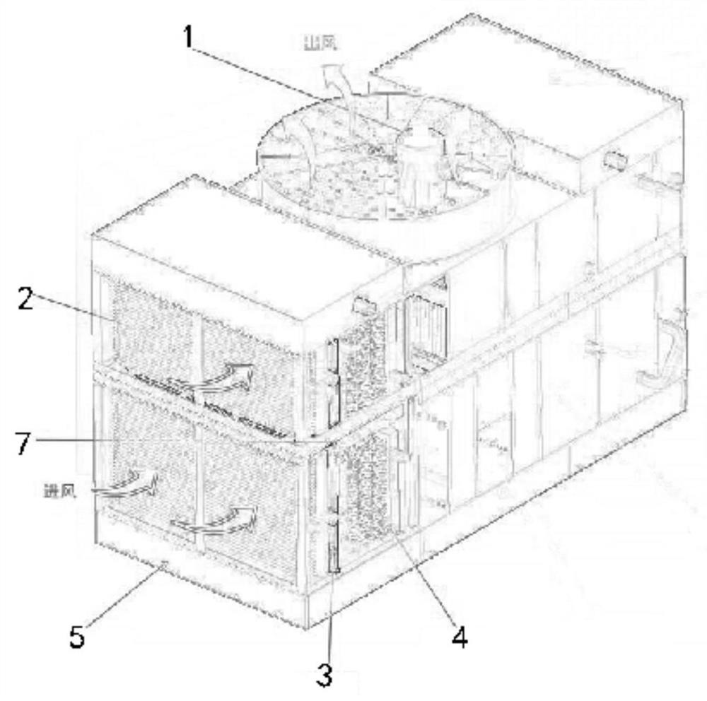 Novel dry-wet cooling tower and evaporative condenser