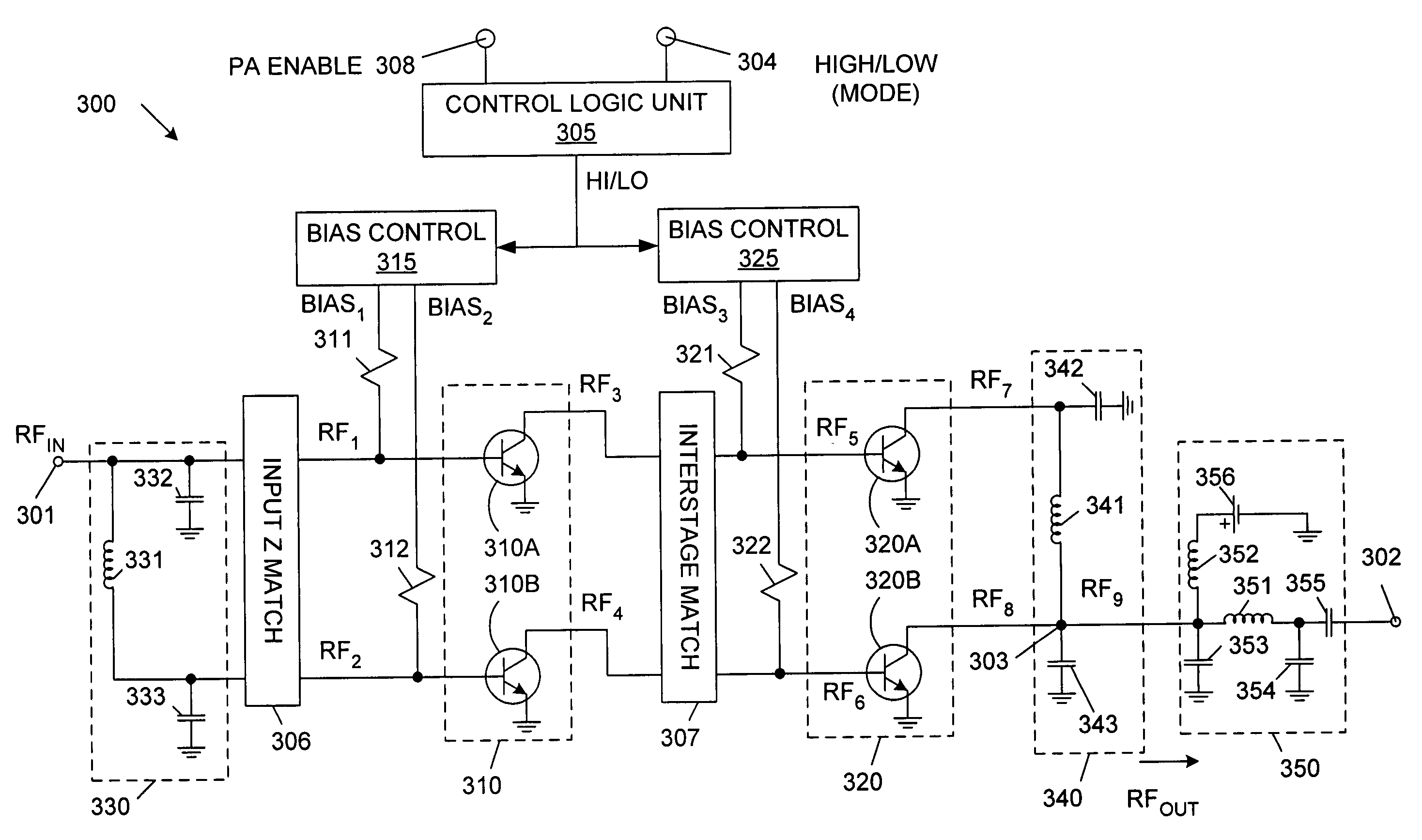 Linear power amplifier with multiple output power levels