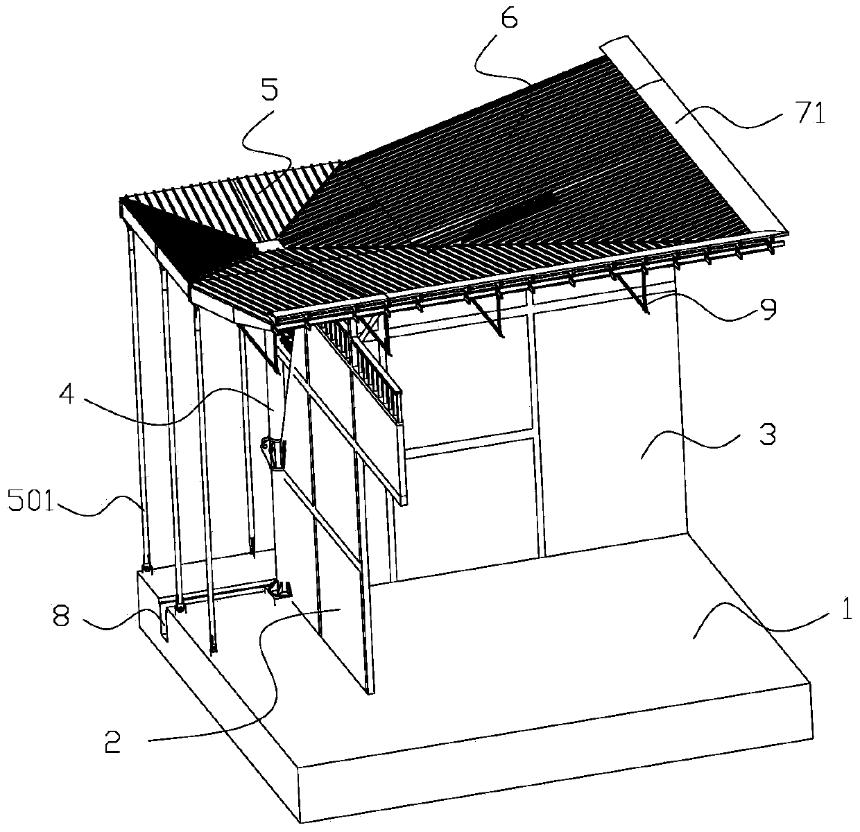 Rain sheltering platform suitable for outdoor small site