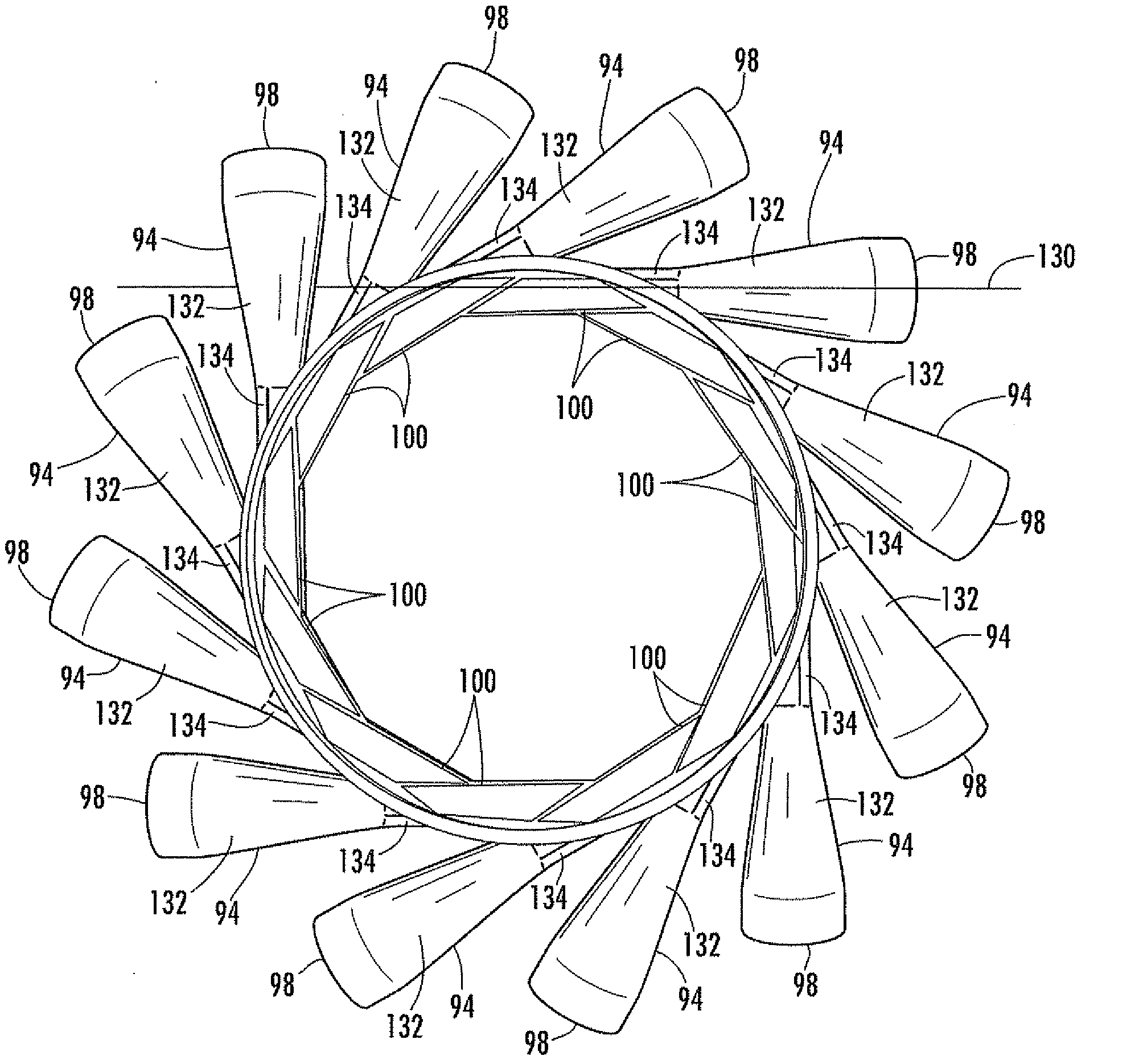 Transition with a linear flow path for use in a gas turbine engine