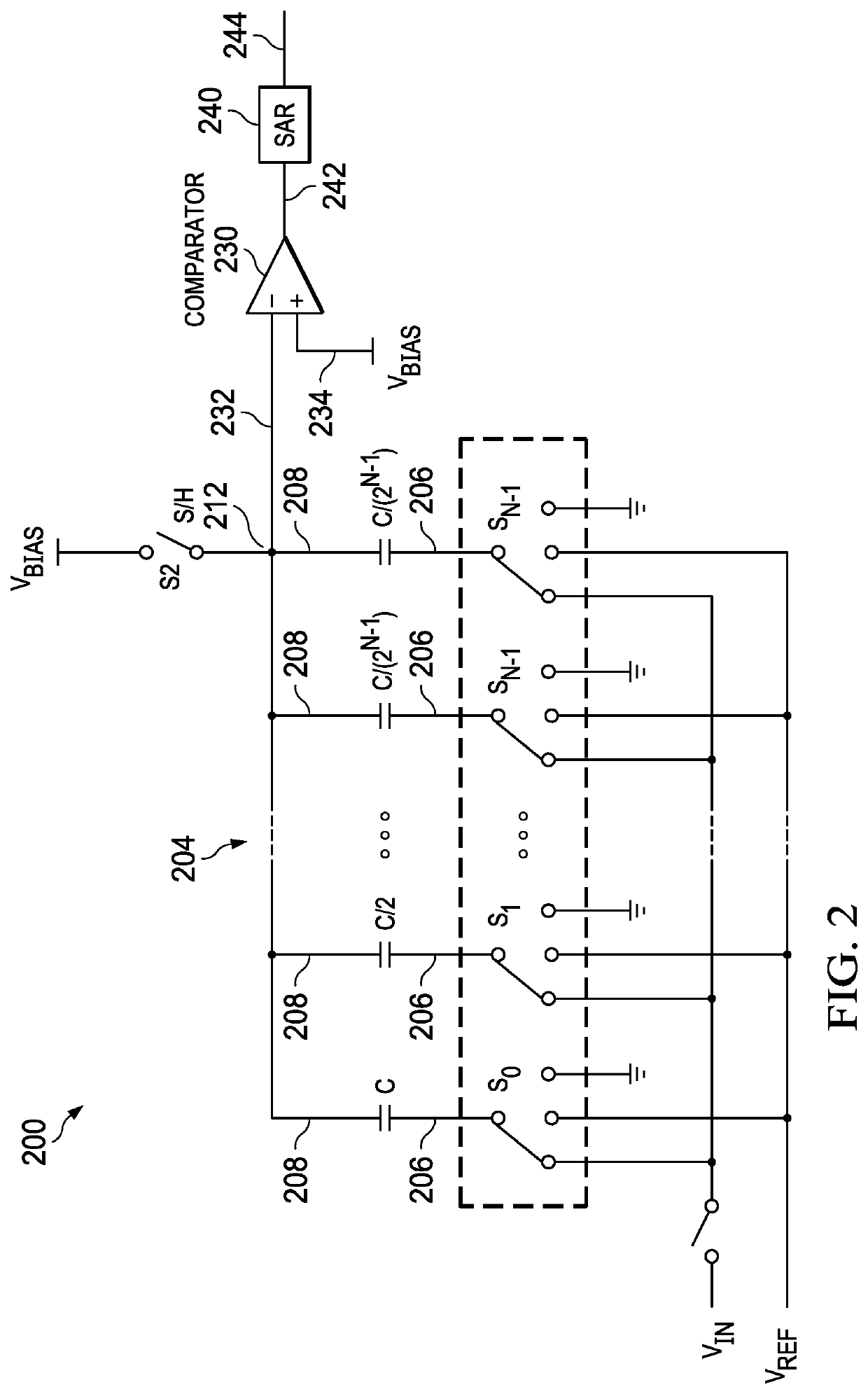Analog to digital (A/D) converter with internal diagnostic circuit