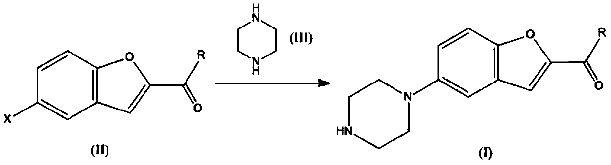 Method for preparing vilazodone intermediate 5-piperazinyl-2-acyl substituted benzofuran