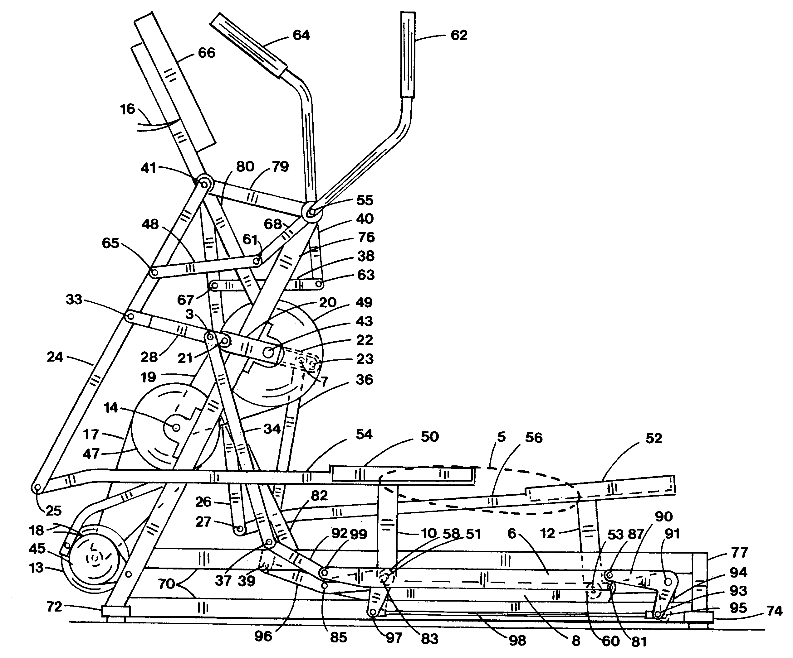 Elliptical exercise apparatus with articulating track