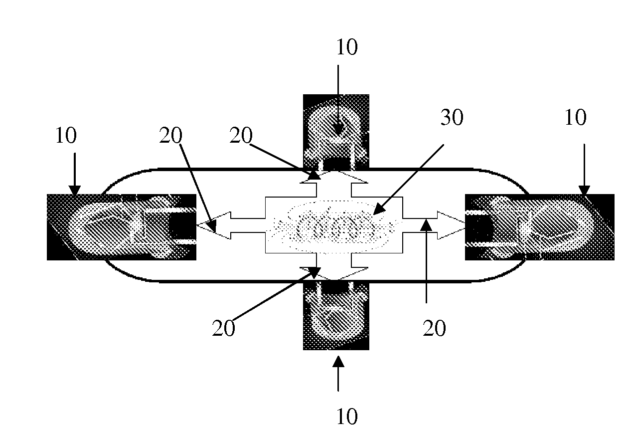 Induction driven light module and use thereof