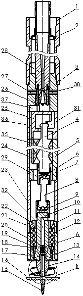 Coal-bed gas well bottom sand removing device