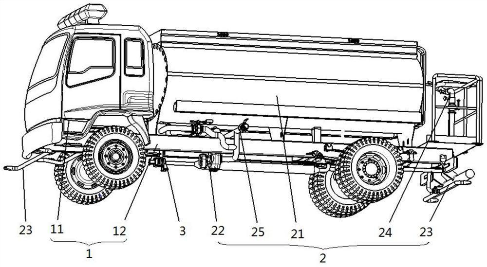 Mobile environmental sanitation dissolved air washing and sprinkling vehicle and control method thereof