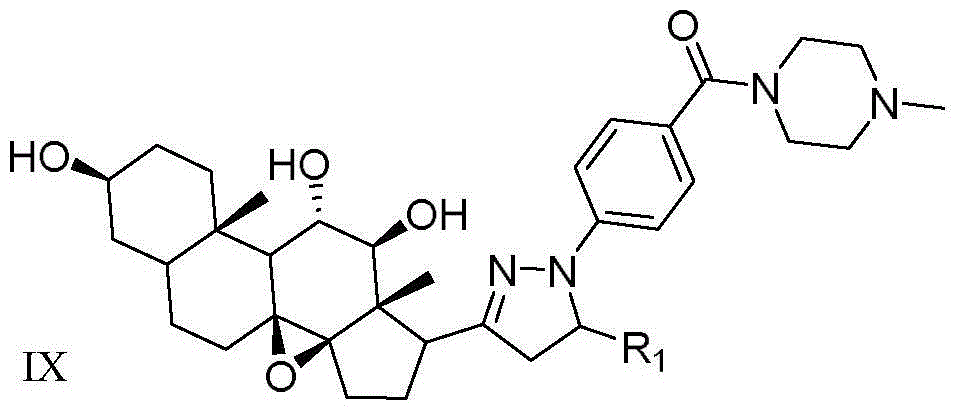 C21 steroid sapogenin derivative of dihydro parazole piperazidine, and preparation method and application thereof