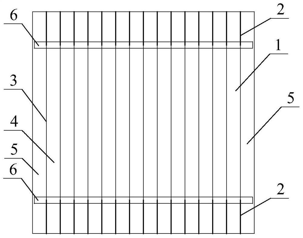 Shear wall structure with rectangular steel pipe rows with vertical gaps