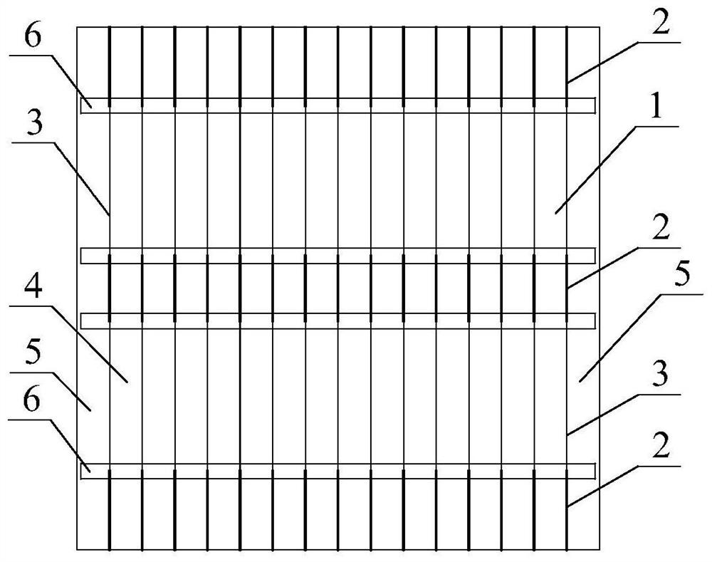 Shear wall structure with rectangular steel pipe rows with vertical gaps