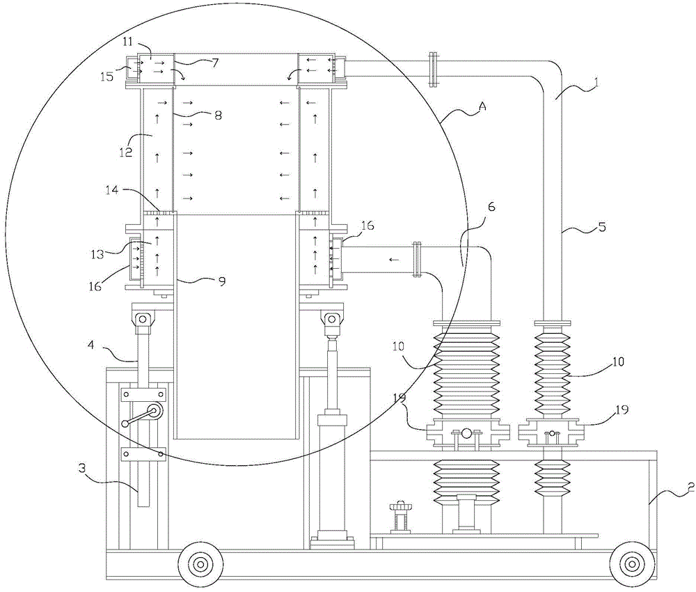 Circular blowing polyester spinning cooling device and method