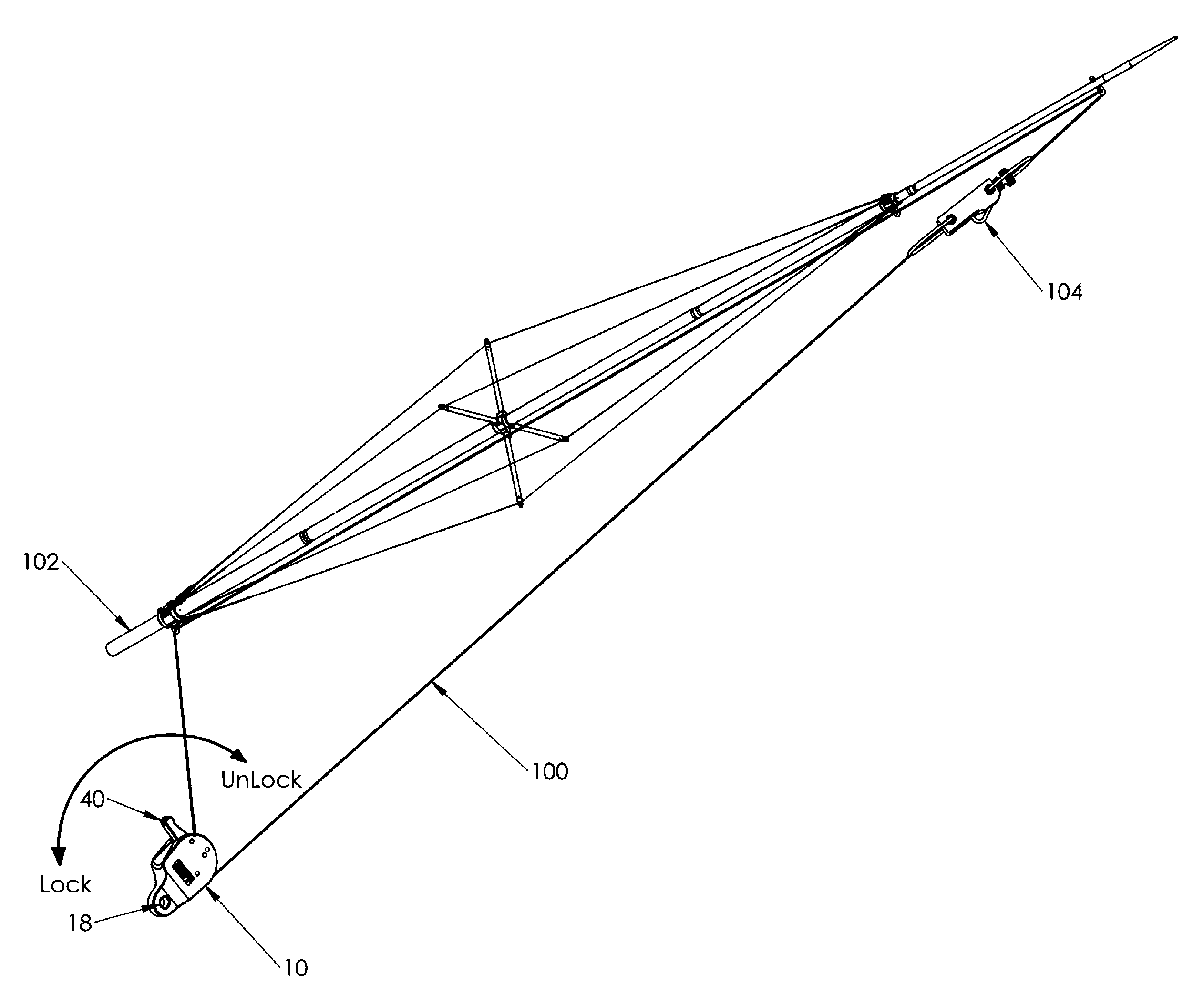 Outrigger line lock positioning device
