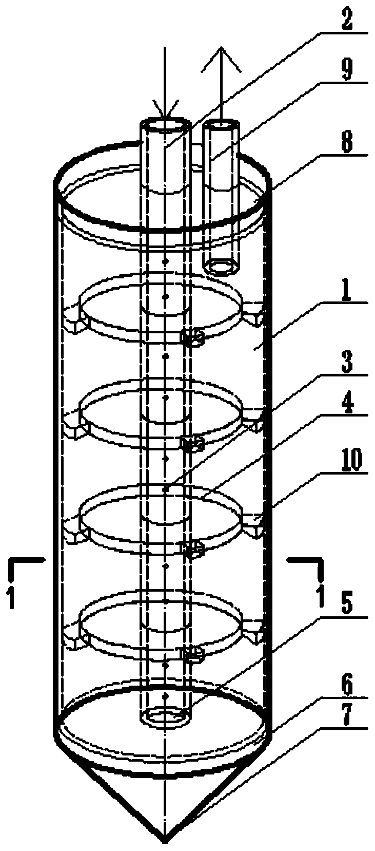 Liquid nitrogen freezing device with liquid supply pipe with partition plates and method